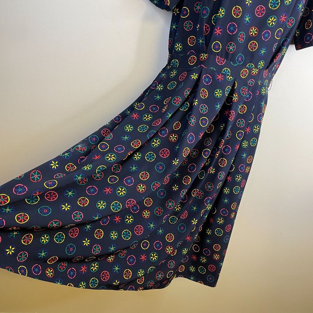 Talbots Vintage Women Pleated Midi Dress Size 10 Blue Grunge Librarian Modest - Picture 3 of 13